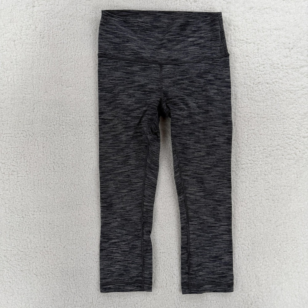 Lululemon Wunder Under Pants Womens 8 Gray Crop High Rise Leggings‎ Yoga Gym